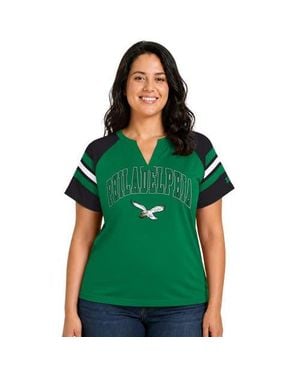 Starter Philadelphia Eagles Plus Size Throwback Game On Notch Neck Raglan T-Shirt - Green