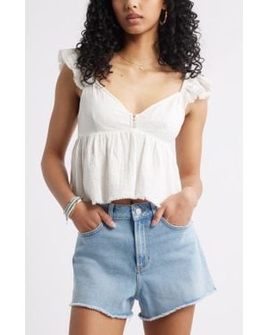 BP. Cotton Gauze Babydoll Top - White