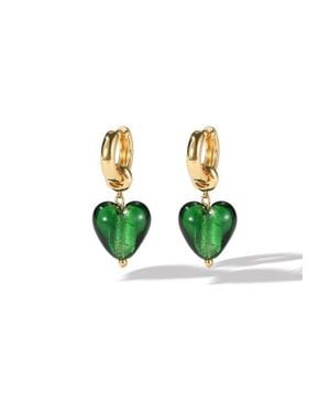 Classicharms Esmée Glaze Heart Dangle Earrings - Green