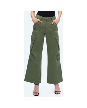 Bayeas Fann High Waist Wide Leg Cargo Jeans - Green