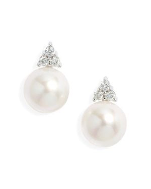 Nordstrom Diamond & Akoya Pearl Stud Earrings - White