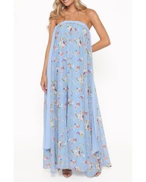 Petal & Pup Codie Floral Strapless Maxi Dress - Blue