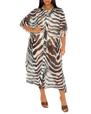Buxom Couture Print Cover-Up Shirtdress - Multicolor