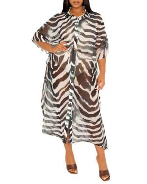Buxom Couture Print Cover-Up Shirtdress - Multicolor