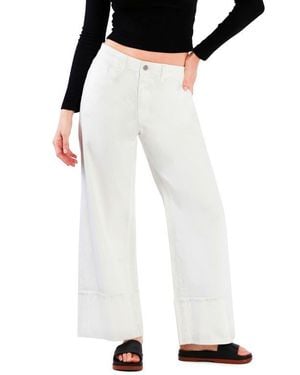 Wash Lab Denim Issy Cuffed Ankle Wide Leg Jeans - White