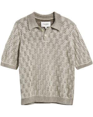 Corridor NYC Cable Lace Stitch Pima Cotton Polo - Gray