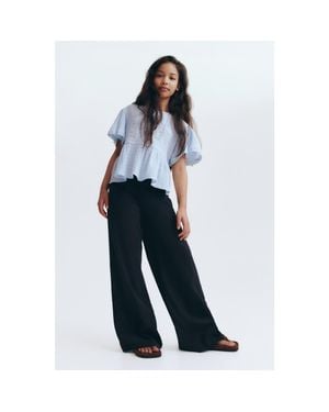 H&M Crinkled Cotton Pants - Blue