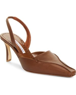Manolo Blahnik Cleosli Pointed Toe Slingback Pump - Brown