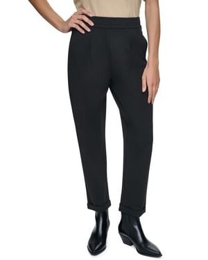 DKNY Pleated Cuffed Ponte Pants - Blue