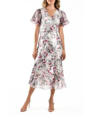 Komarov Charmeuse & Chiffon Cocktail Dress - Multicolor