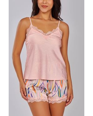 iCollection Blush Satin Cami And Shorts Set - Pink