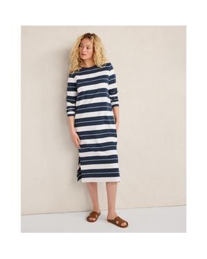 Haven Well Within Organic Cotton Interlock Stripe Midi Dress - Blue