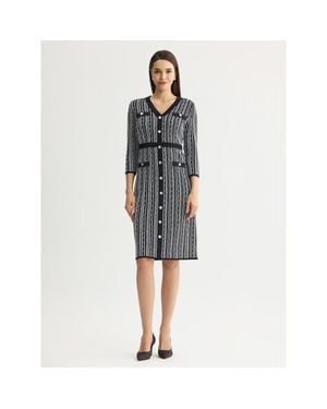 Misook Vertical Stitch Knit Sheath Dress - Gray