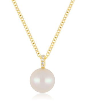EF Collection Mother-Of-Pearl & Diamond Pendant Necklace - Metallic
