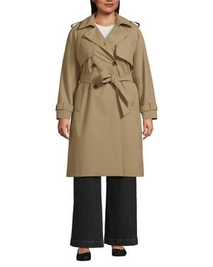 Lands' End Plus Size Squall Waterproof Modern Trench Raincoat - Natural