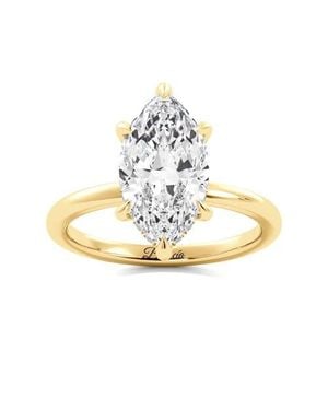 Balacia Marquise Diamond Solitaire Hidden Halo Engagement Ring - Metallic