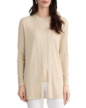 Jones New York Sutton Open Front Rib Cardigan - Natural