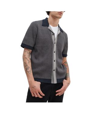 Rag & Bone Harvey Block Stitch Camp Shirt - Gray