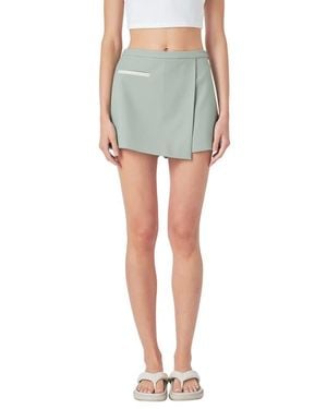 Grey Lab Asymmetric High Waist Wrap Miniskort - Blue