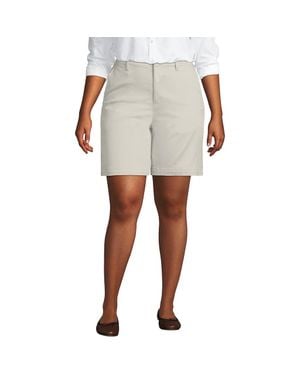 Lands' End Plus Size Classic 7 Chino Shorts - White