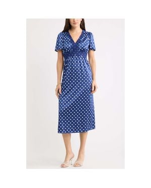 Chelsea28 Puff Sleeve Midi Dress - Blue