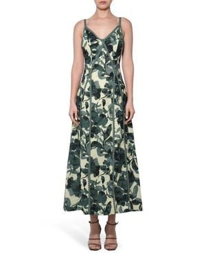 Adelyn Rae Madison Floral Print Cotton & Linen Maxi Slipdress - Green