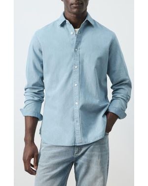 Mango Denim Button-Up Shirt - Blue