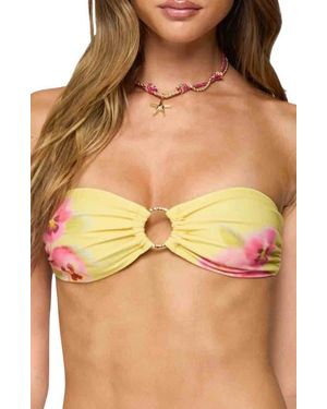 Edikted Miley Floral Bandeau Bikini Top - Yellow