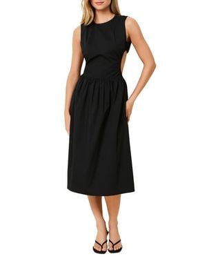 Solid & Striped Sabine Sleeveless Open Back Stretch Cotton Poplin Sundress - Black