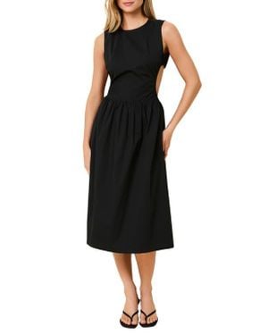 Solid & Striped Sabine Sleeveless Open Back Stretch Cotton Poplin Sundress - Black