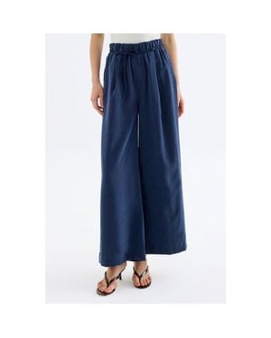 Monlicia Calira 100% Modal High-Waist Wide-Leg Pants - Blue
