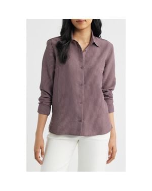 Mavi Pinstripe Button-Up Shirt - Purple
