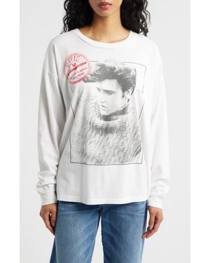 Daydreamer Sun Records Elvis Long Sleeve Cotton Graphic T-Shirt - Gray