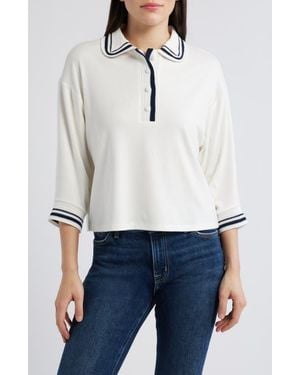 Wit & Wisdom Crochet Stripe Top - White