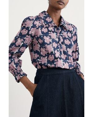 Seasalt Cornwall Ysella Organic Cotton Button-Up Shirt - Blue