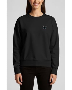 Alix Butterfly Relaxed Fleece Crewneck Sweatshirt - Black