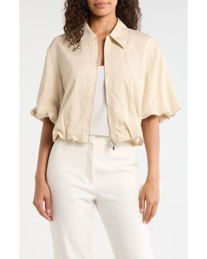 Vince Camuto Stripe Crop Bubble Jacket - Natural