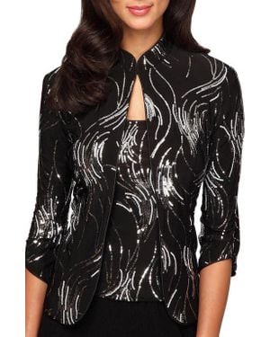 Alex Evenings Sequin Twinset - Black