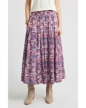 Treasure & Bond Smocked Waist Cotton Maxi Skirt - Purple