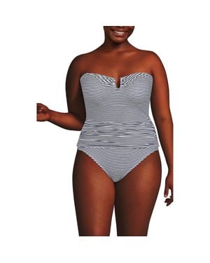 Lands' End Slender Bandeau U-Wire Tankini Swimsuit Top - Gray