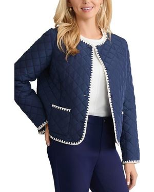 Jones New York Quilted Crop Jacket - Blue