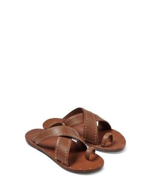 Beek Curlew Studded Crossover Strap Slide Sandal - Brown