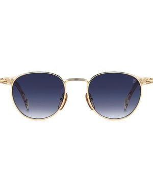 David Beckham Db 1223/S 49Mm Round Sunglasses - Blue