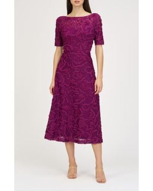 JS Collections Jenni Floral Lace Cocktail Midi Dress - Purple