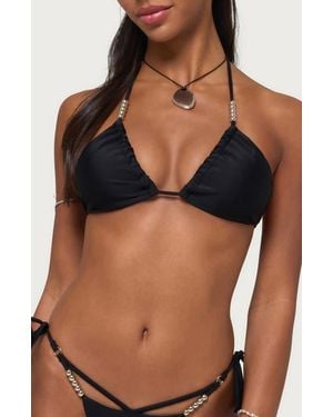 Edikted Saphie Beaded Bikini Top - Black