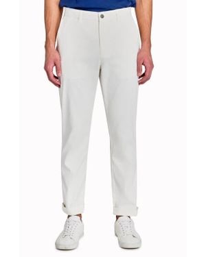 Con.struct Slim Fit Solid Cotton Stretch Flat Front Pants - White