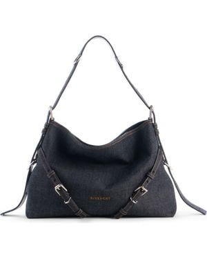 Givenchy Large Voyou Denim Shoulder Bag - Blue