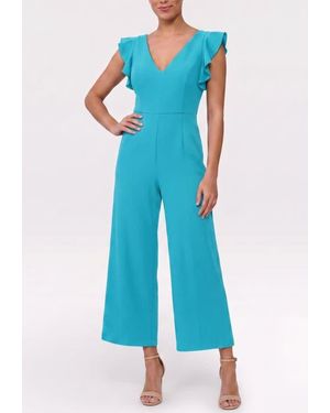 Rachel Roy Kate Ruffle Sleeve V-Neck Jumpsuit - Blue