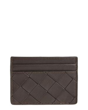 Nordstrom Woven Leather Card Case - Gray