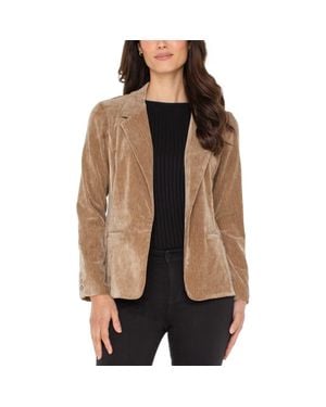 Liverpool Los Angeles Fitted Velvet Blazer - Brown